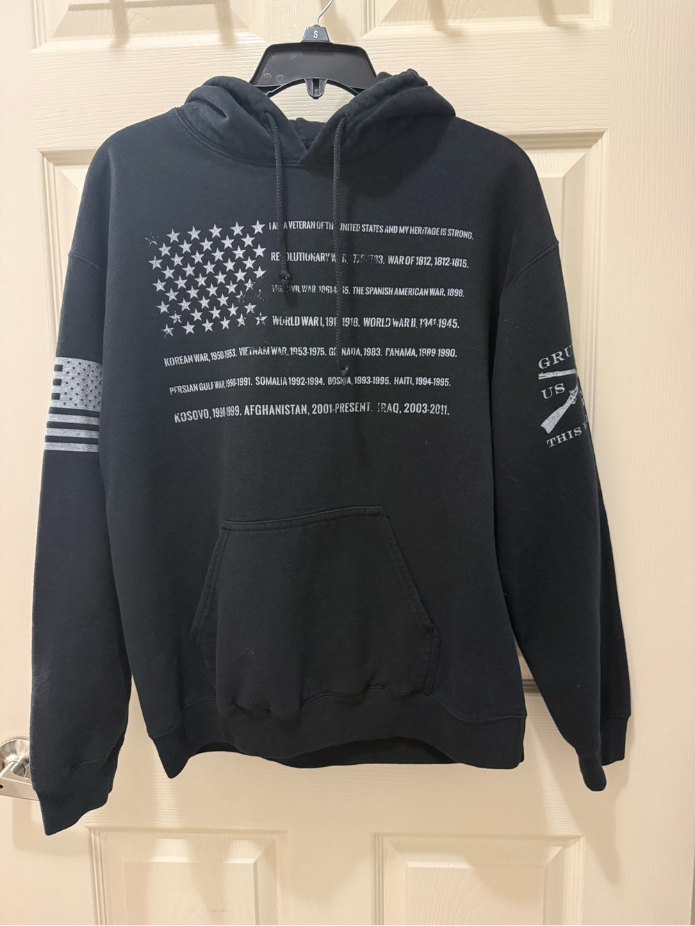 Grunt Style Black Military Flag Graphic Hoodie